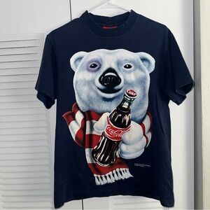 Coca Cola Black Tee with Polar Bear Design